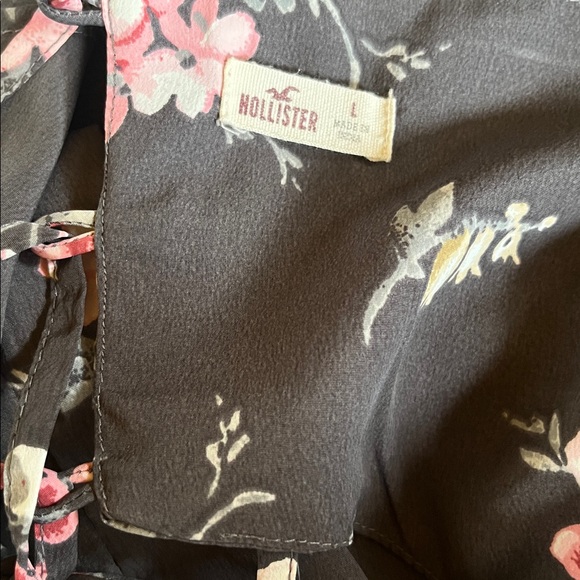 Hollister Lace Up Black Floral Dress - Picture 8 of 8